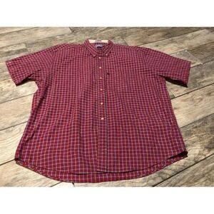 Pendleton Tracker Shirt Red Plaid Cotton Short Sleeve Button-Up Shirt XL Mens